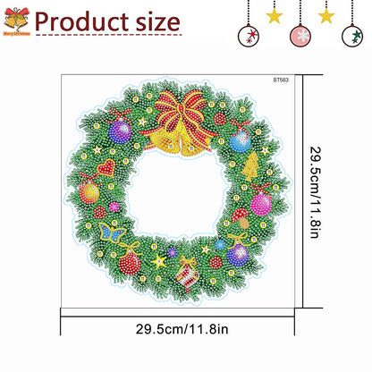 Diamond Painting Sticker Gem DIY Craft Kit for Kid Gift (Christmas Wreath #8)