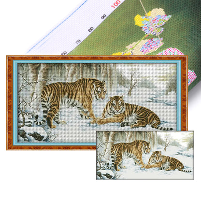 Tiger - 14CT Stamped Cross Stitch 163*89CM