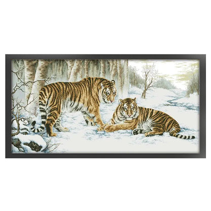 Tiger - 14CT Stamped Cross Stitch 163*89CM