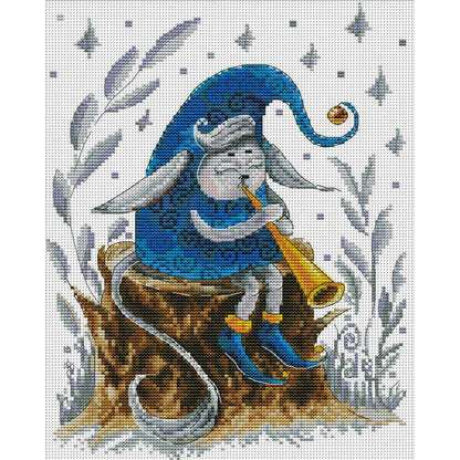 Elf Blowing The Trumpet - 14CT Stamped Cross Stitch 27*34CM