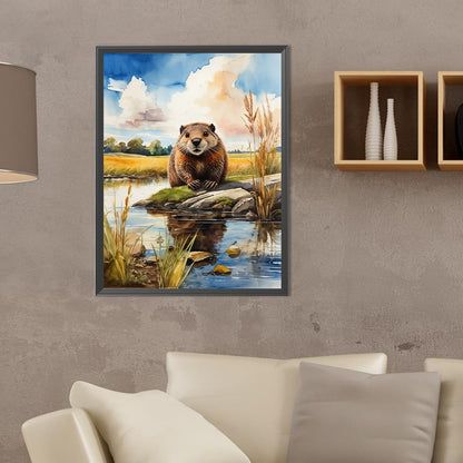 Beaver By The River - Full Round Drill Diamond Painting 30*40CM