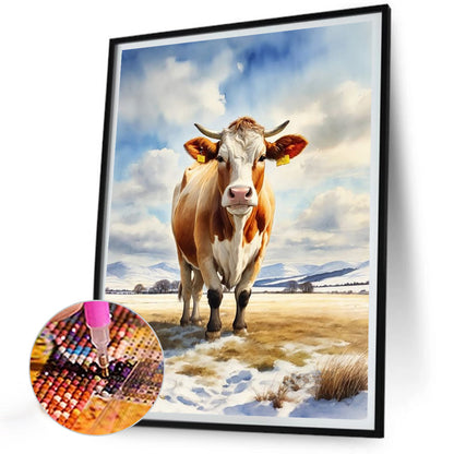 Cows On The Grassland - Full Round Drill Diamond Painting 30*40CM