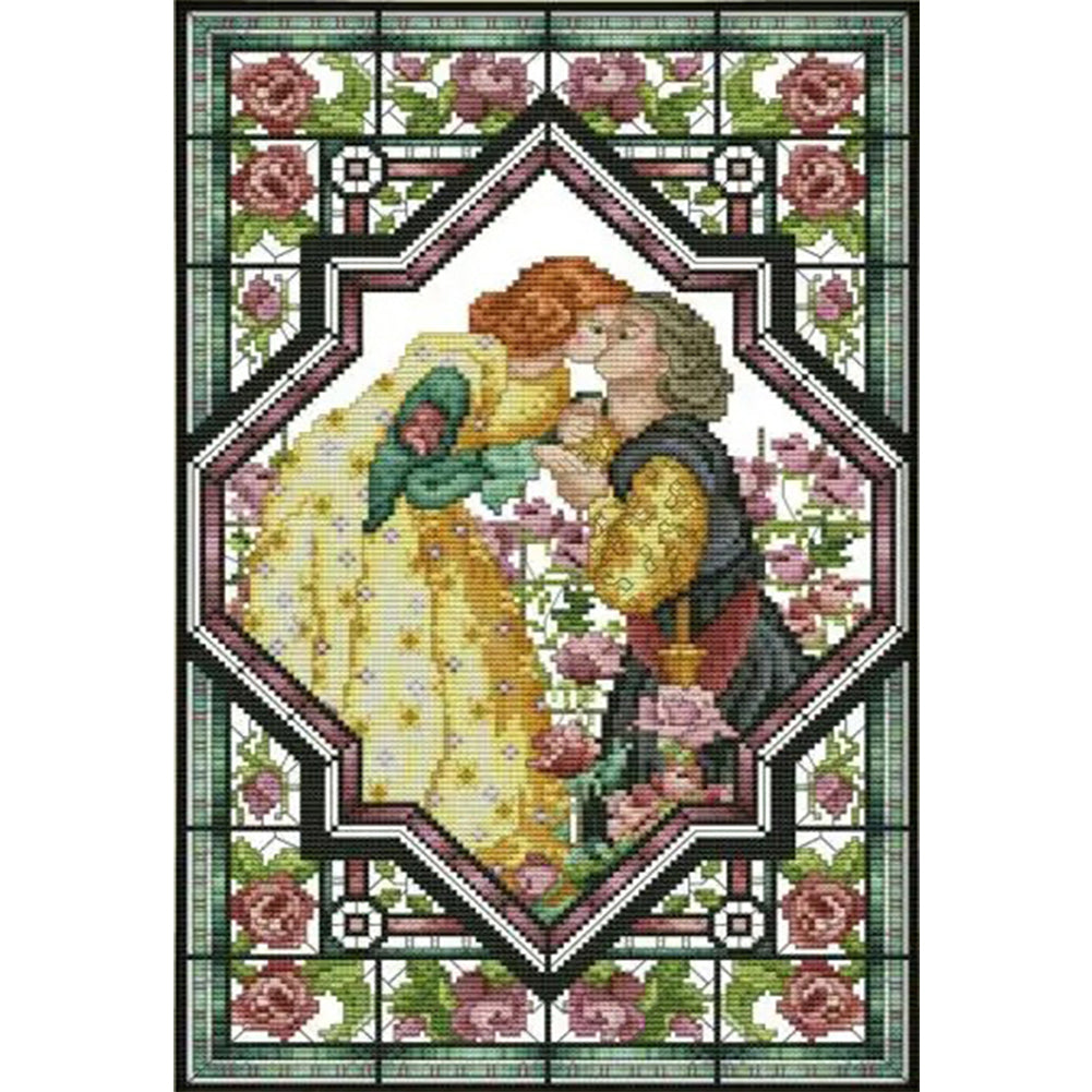 Lovers In Rose Garden - 14CT Stamped Cross Stitch 29*42CM