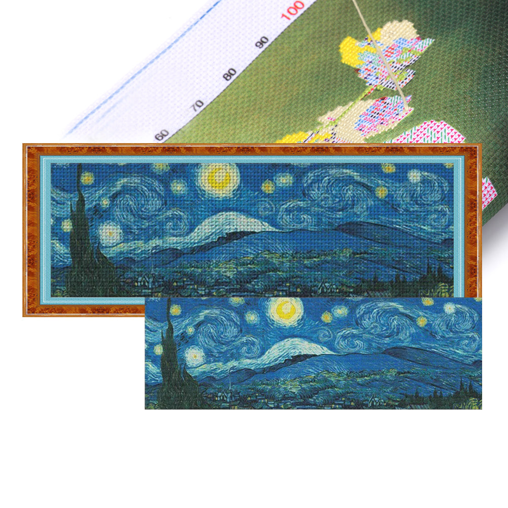 Starry Night Panorama (Van Gogh) - 14CT Stamped Cross Stitch 117*43CM