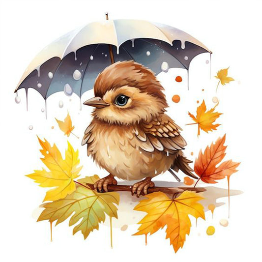 Bird Holding Umbrella - Full Round Drill Diamond Painting 30*30CM