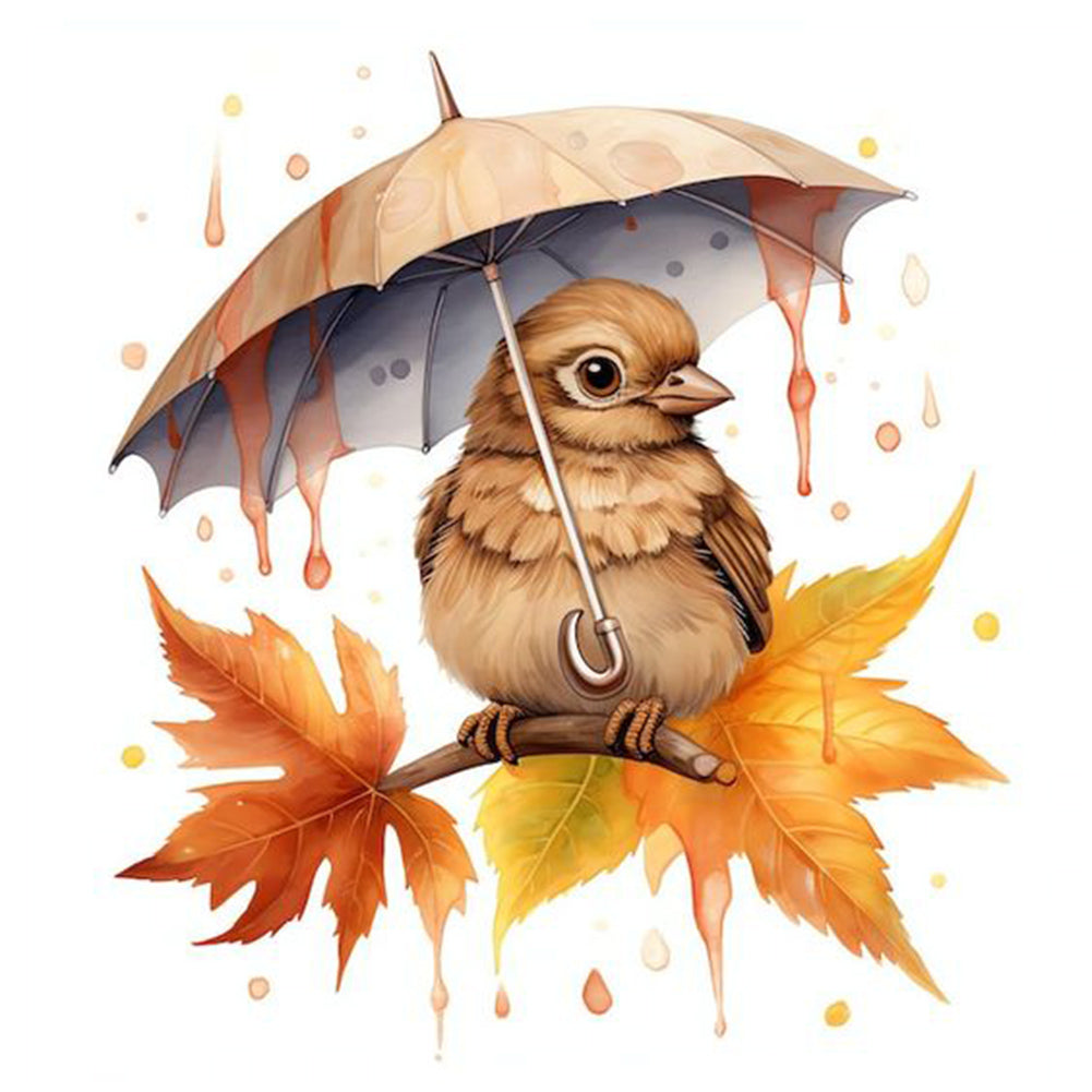 Bird Holding Umbrella - Full Round Drill Diamond Painting 30*30CM