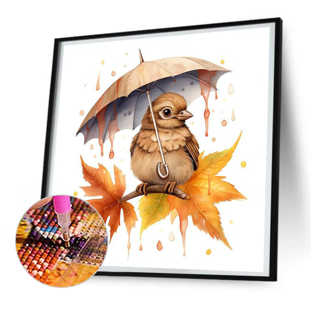 Bird Holding Umbrella - Full Round Drill Diamond Painting 30*30CM