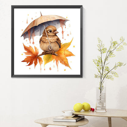 Bird Holding Umbrella - Full Round Drill Diamond Painting 30*30CM