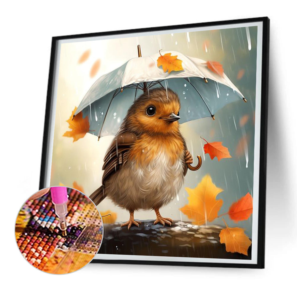 Bird Holding Umbrella - Full Round Drill Diamond Painting 30*30CM