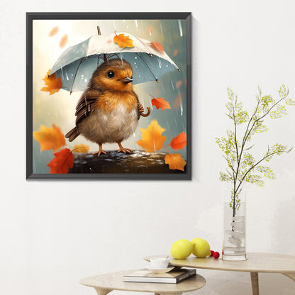 Bird Holding Umbrella - Full Round Drill Diamond Painting 30*30CM