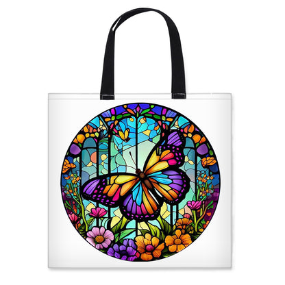 Embroidery Kit Stained Glass Butterfly Canvas Bag Cross Stitch Kit for Beginners