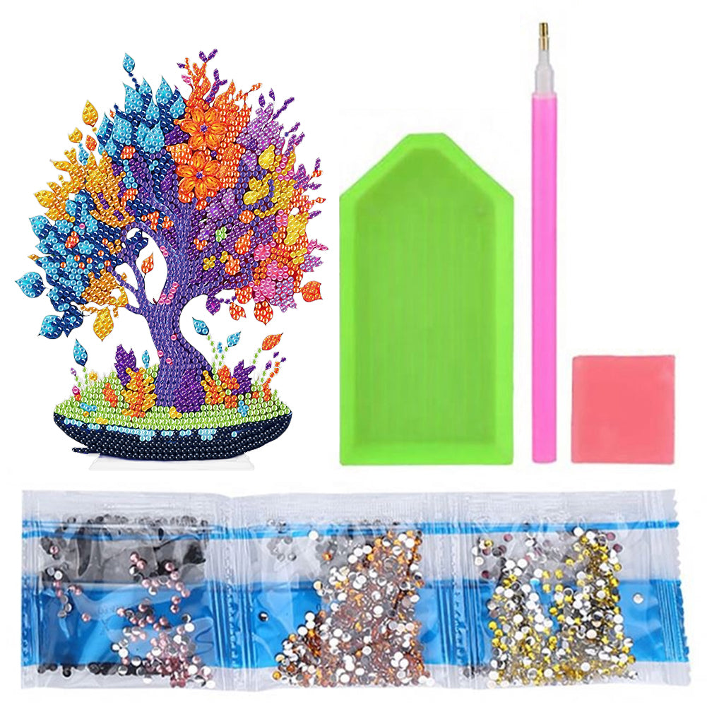 Acrylic Flower Tree Diamonds Painting Desktop Decor for Office Desktop Decor