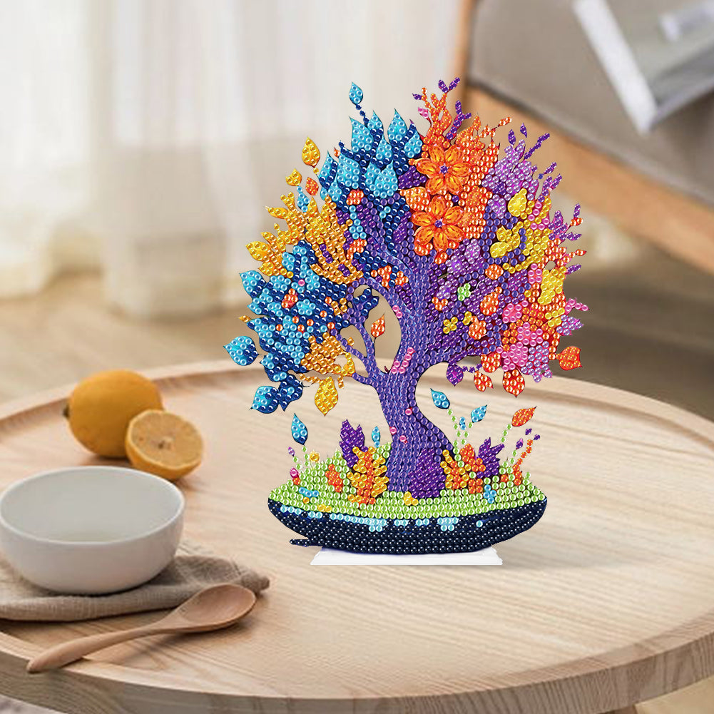 Acrylic Flower Tree Diamonds Painting Desktop Decor for Office Desktop Decor