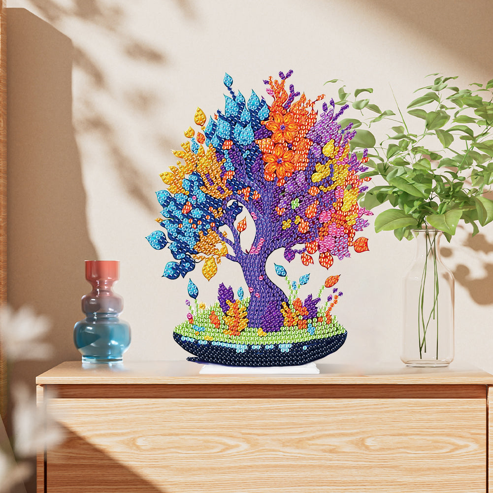 Acrylic Flower Tree Diamonds Painting Desktop Decor for Office Desktop Decor