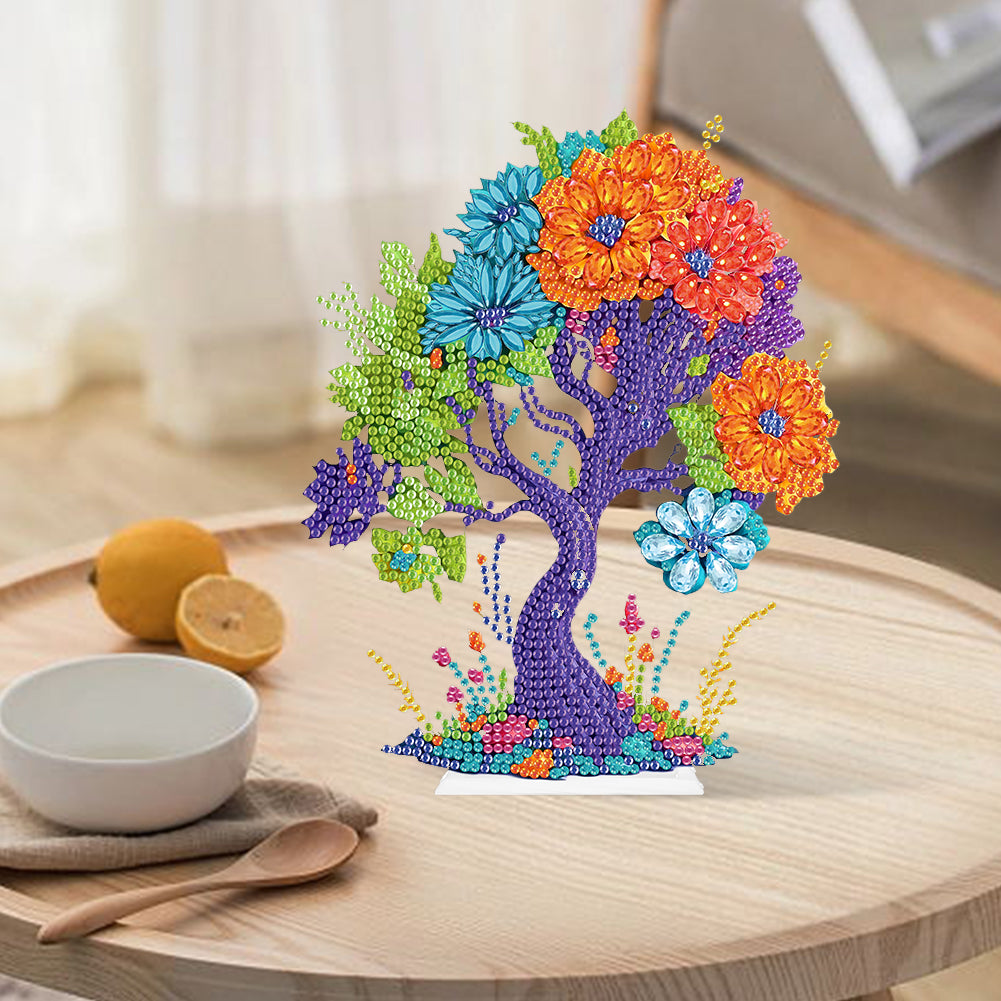 Acrylic Flower Tree Diamonds Painting Desktop Decor for Office Desktop Decor