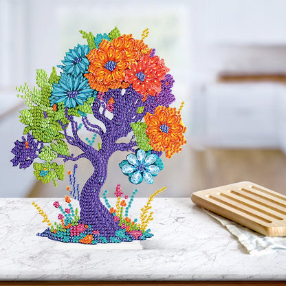 Acrylic Flower Tree Diamonds Painting Desktop Decor for Office Desktop Decor