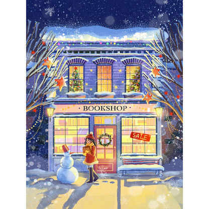 Winter Bookstore - Full Round Drill Diamond Painting 30*40CM