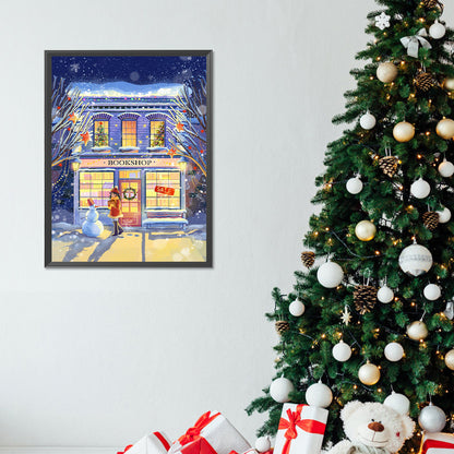 Winter Bookstore - Full Round Drill Diamond Painting 30*40CM