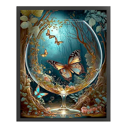 Butterfly In Glass Bottle In The Woods - 11CT Stamped Cross Stitch 40*50CM