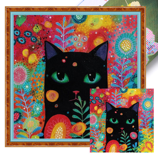 Simplify Cat - 11CT Stamped Cross Stitch 50*50CM