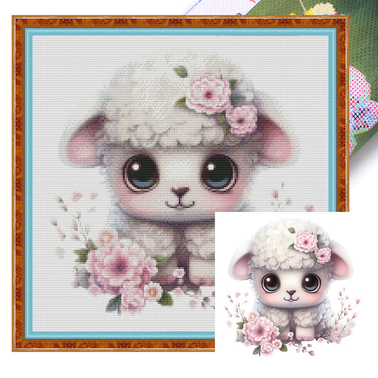 Cute Lamb - 18CT Stamped Cross Stitch 30*30CM(Joy Sunday)