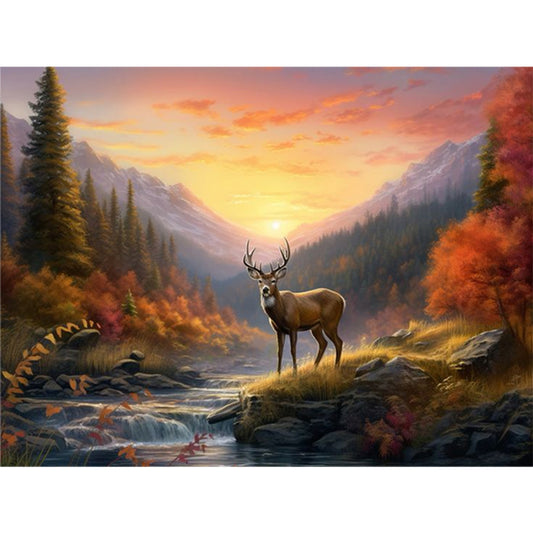 Reindeer In The Woods - Full Round Drill Diamond Painting 40*30CM