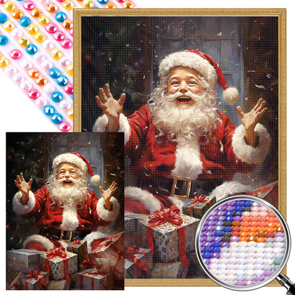 Santa Claus With Gift Box - Full AB Round Drill Diamond Painting 30*40CM