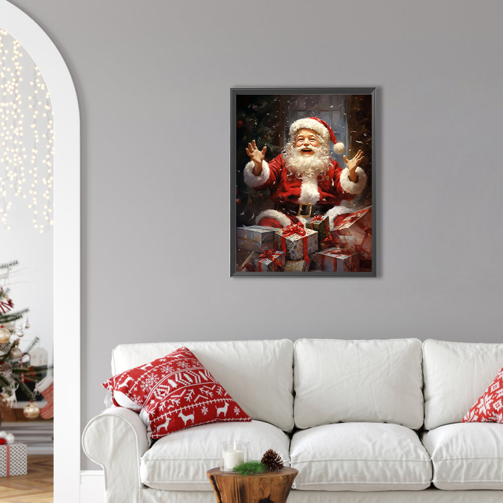 Santa Claus With Gift Box - Full AB Round Drill Diamond Painting 30*40CM