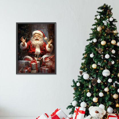 Santa Claus With Gift Box - Full AB Round Drill Diamond Painting 30*40CM