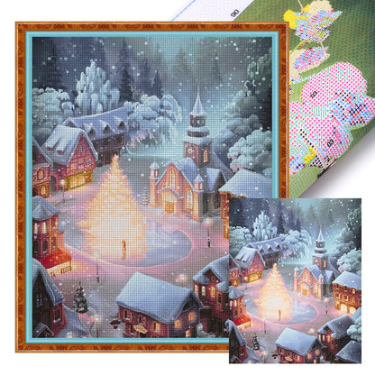 Snow Scene - 11CT Stamped Cross Stitch 40*50CM(Joy Sunday)