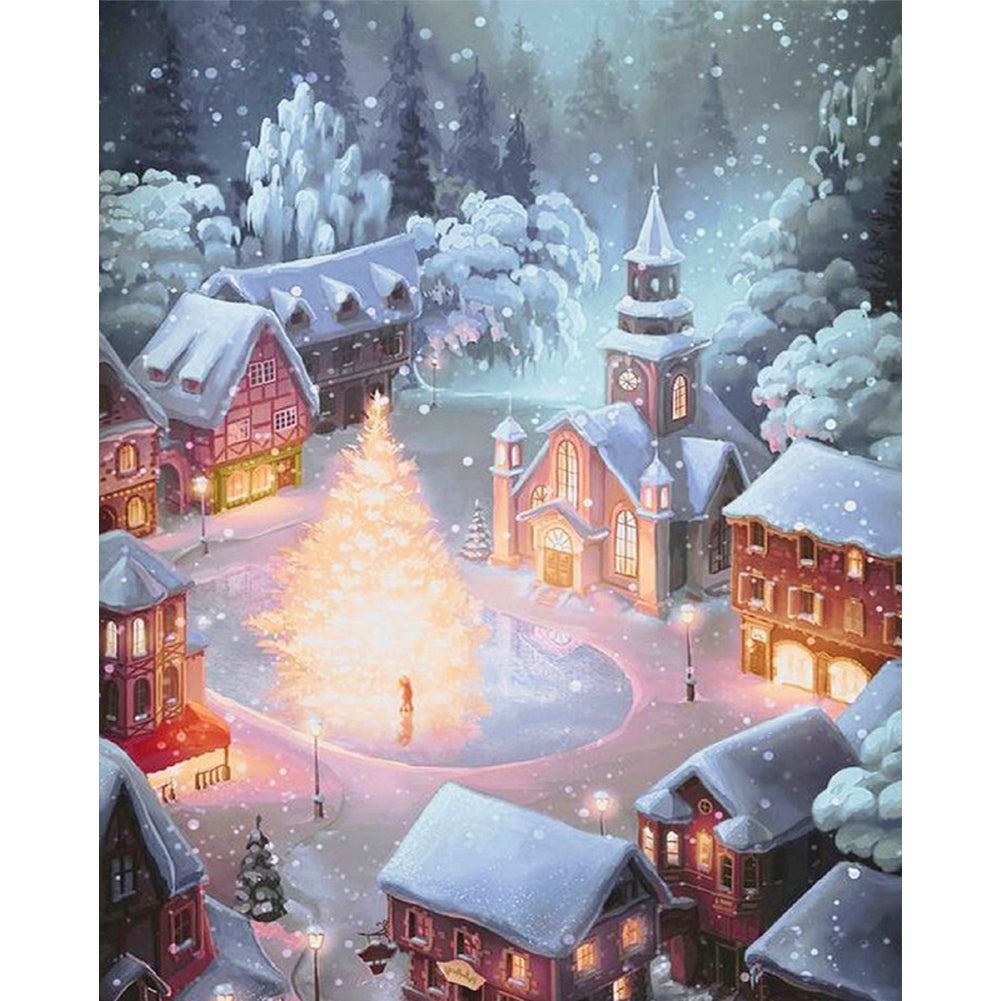 Snow Scene - 11CT Stamped Cross Stitch 40*50CM(Joy Sunday)