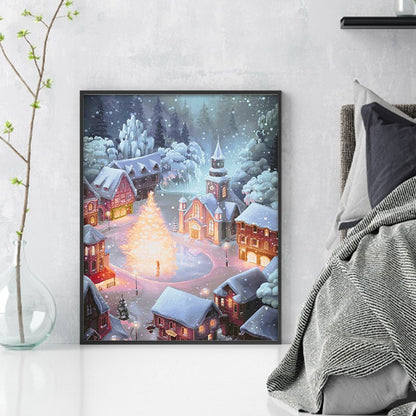 Snow Scene - 11CT Stamped Cross Stitch 40*50CM(Joy Sunday)