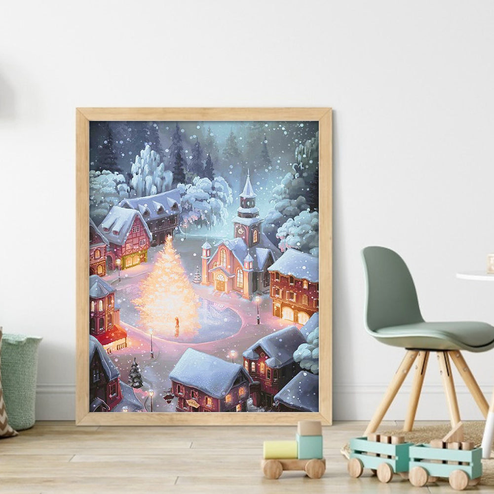 Snow Scene - 11CT Stamped Cross Stitch 40*50CM(Joy Sunday)