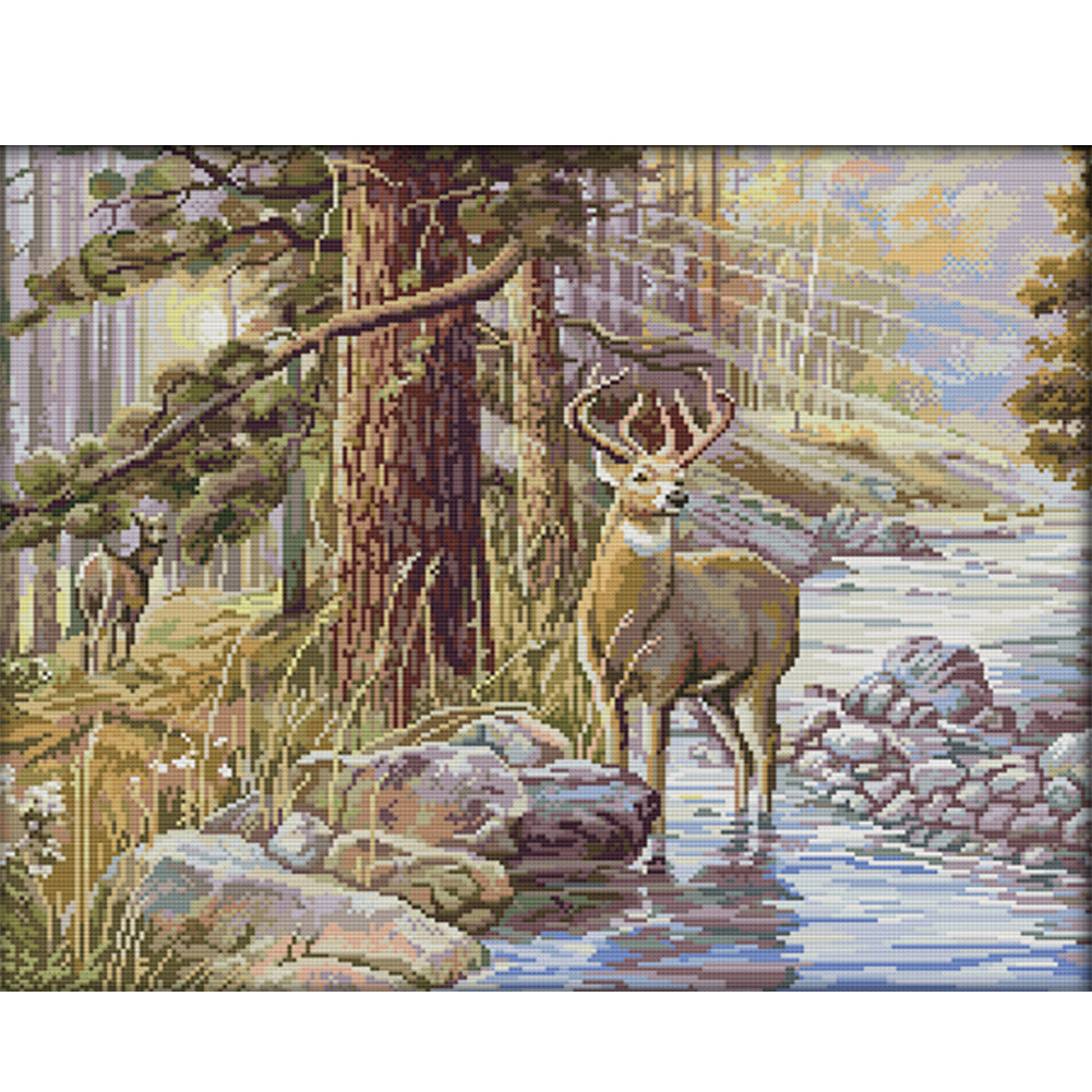 Stag - 14CT Stamped Cross Stitch 52*43CM(Joy Sunday)