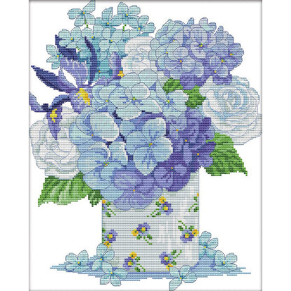 Hydrangea Seven - 14CT Stamped Cross Stitch 32*38CM(Joy Sunday)