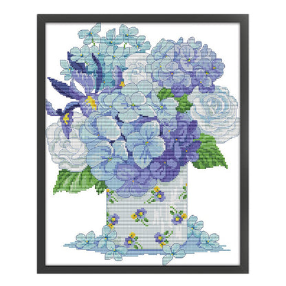 Hydrangea Seven - 14CT Stamped Cross Stitch 32*38CM(Joy Sunday)