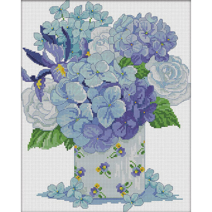 Hydrangea Seven - 14CT Stamped Cross Stitch 32*38CM(Joy Sunday)