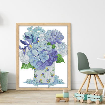 Hydrangea Seven - 14CT Stamped Cross Stitch 32*38CM(Joy Sunday)