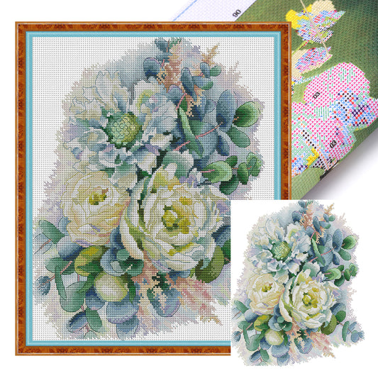 Peony - 14CT Stamped Cross Stitch 34*40CM(Joy Sunday)