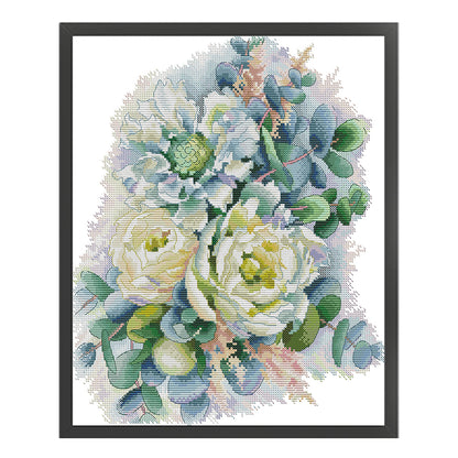 Peony - 14CT Stamped Cross Stitch 34*40CM(Joy Sunday)