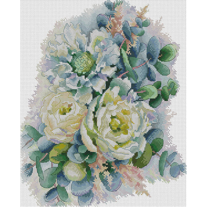 Peony - 14CT Stamped Cross Stitch 34*40CM(Joy Sunday)