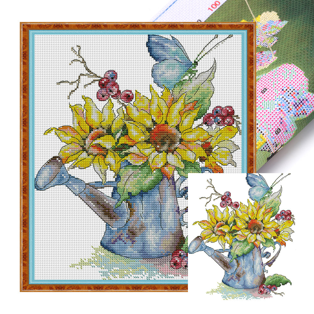 Sunflower Bouquet Two - 14CT Stamped Cross Stitch 28*32CM(Joy Sunday)