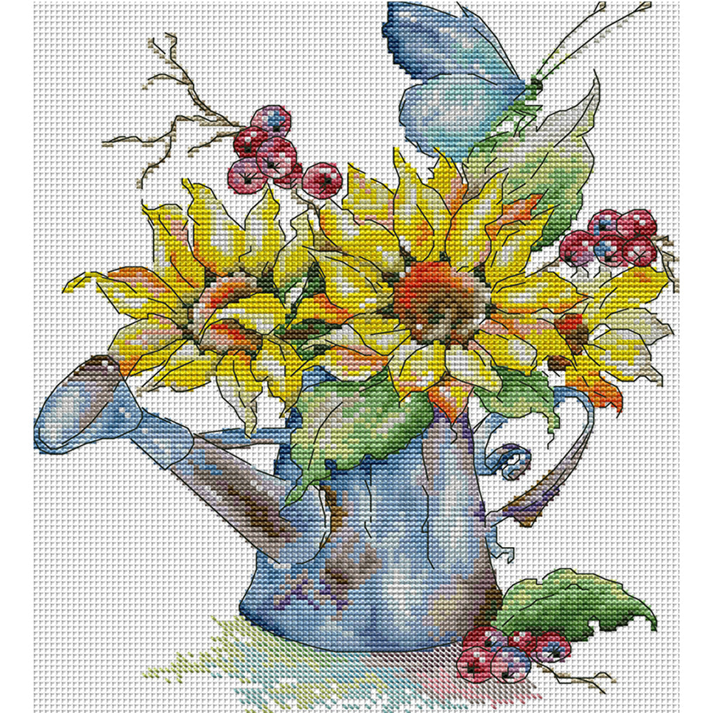 Sunflower Bouquet Two - 14CT Stamped Cross Stitch 28*32CM(Joy Sunday)