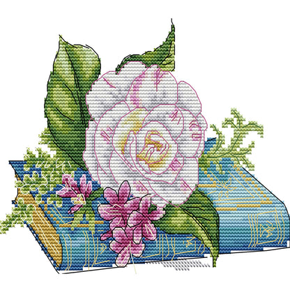 Book And Rose - 14CT Stamped Cross Stitch 22*19CM(Joy Sunday)