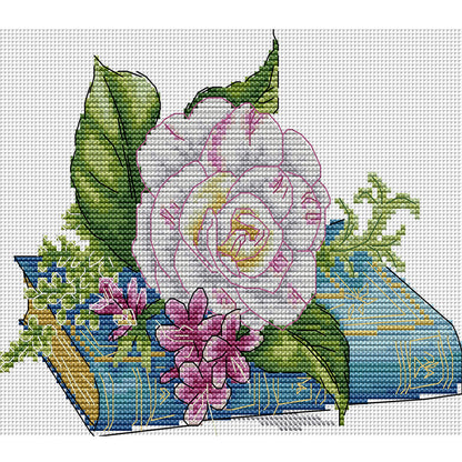 Book And Rose - 14CT Stamped Cross Stitch 22*19CM(Joy Sunday)