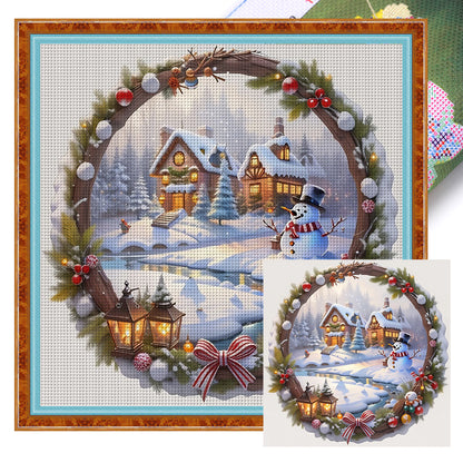 Christmas Wreath - 11CT Stamped Cross Stitch 50*50CM(Joy Sunday)