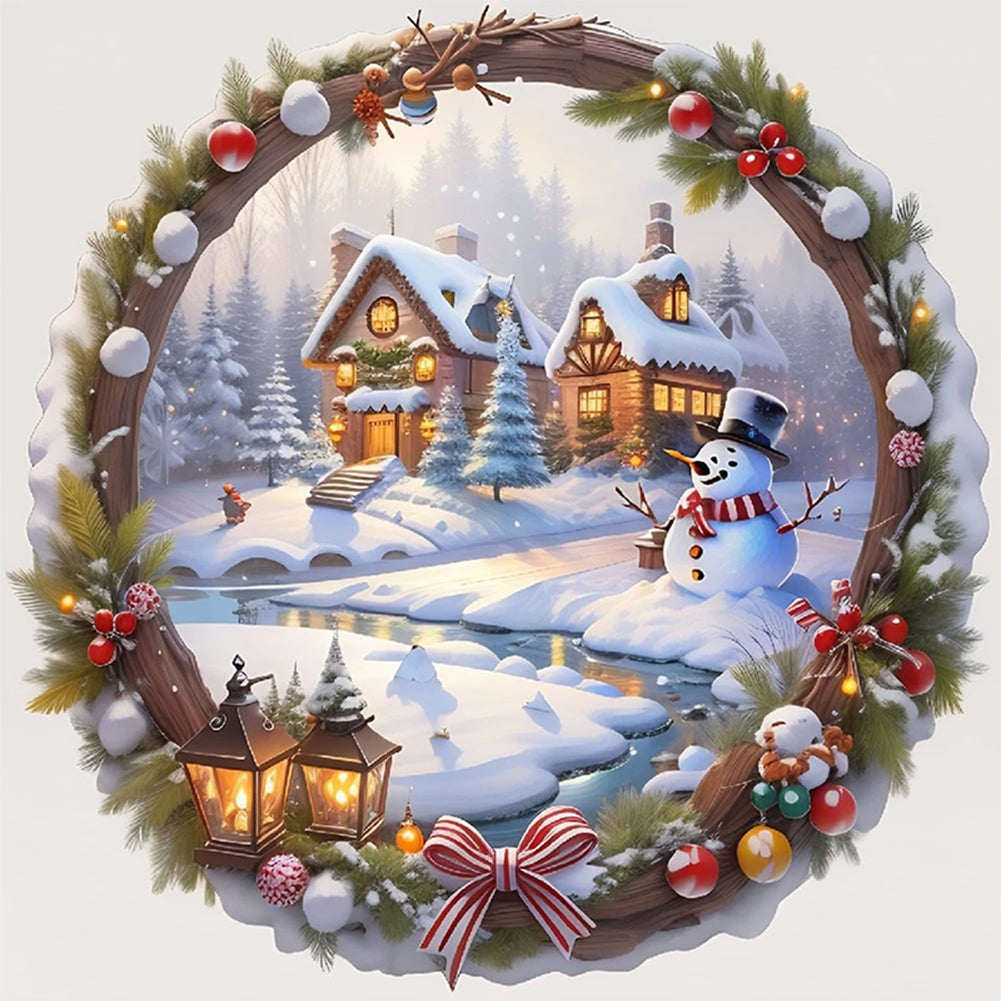 Christmas Wreath - 11CT Stamped Cross Stitch 50*50CM(Joy Sunday)