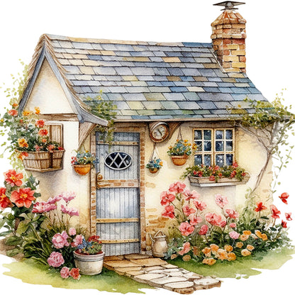 Flower House - 11CT Stamped Cross Stitch 50*50CM(Joy Sunday)