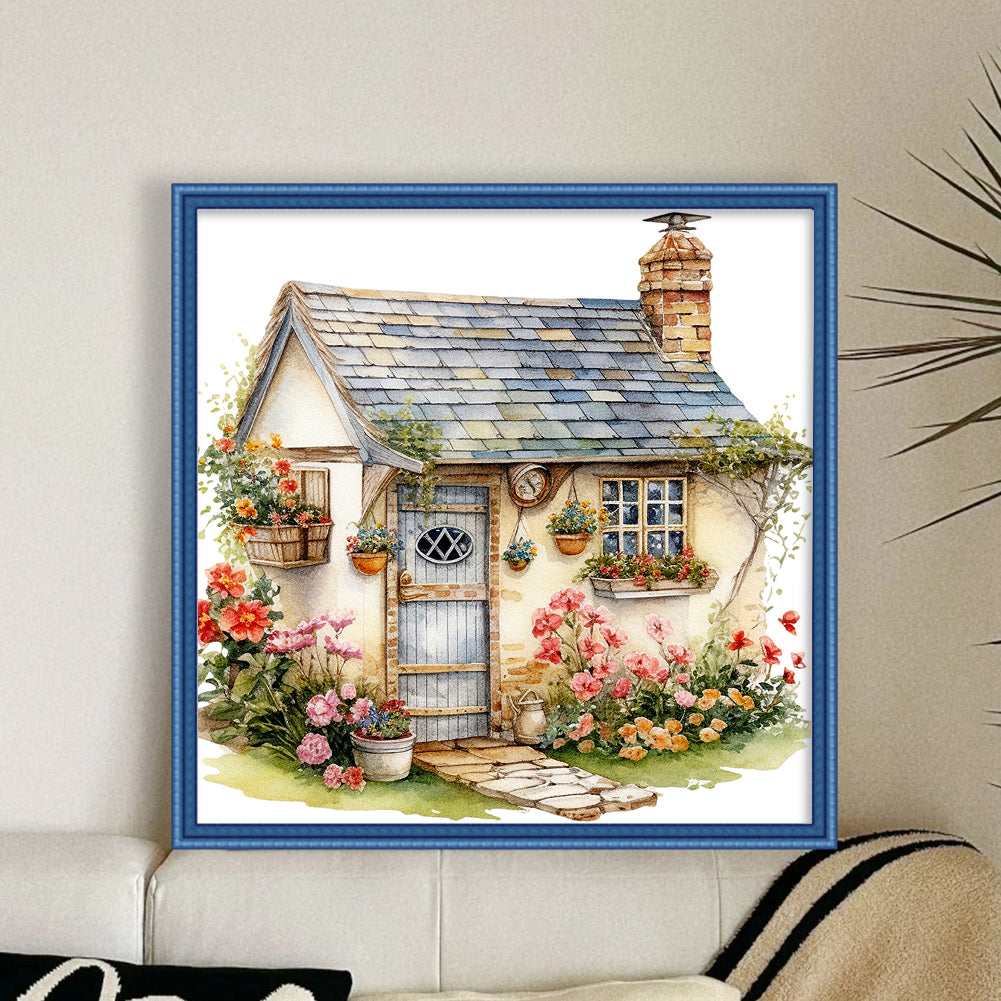 Flower House - 11CT Stamped Cross Stitch 50*50CM(Joy Sunday)