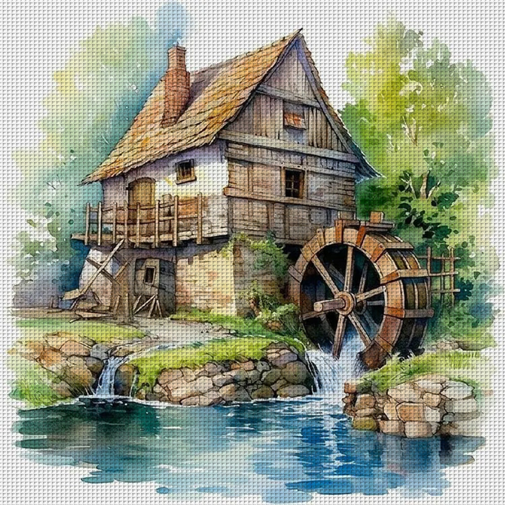 Flower House - 11CT Stamped Cross Stitch 50*50CM(Joy Sunday)